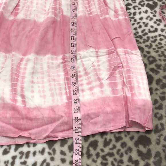 Entro Boho Lace Crochet Front Tie Dye Tank Dress in Pink & Cream Size Medium - Picture 9 of 16